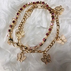 Butterfly anklet 2 pieces